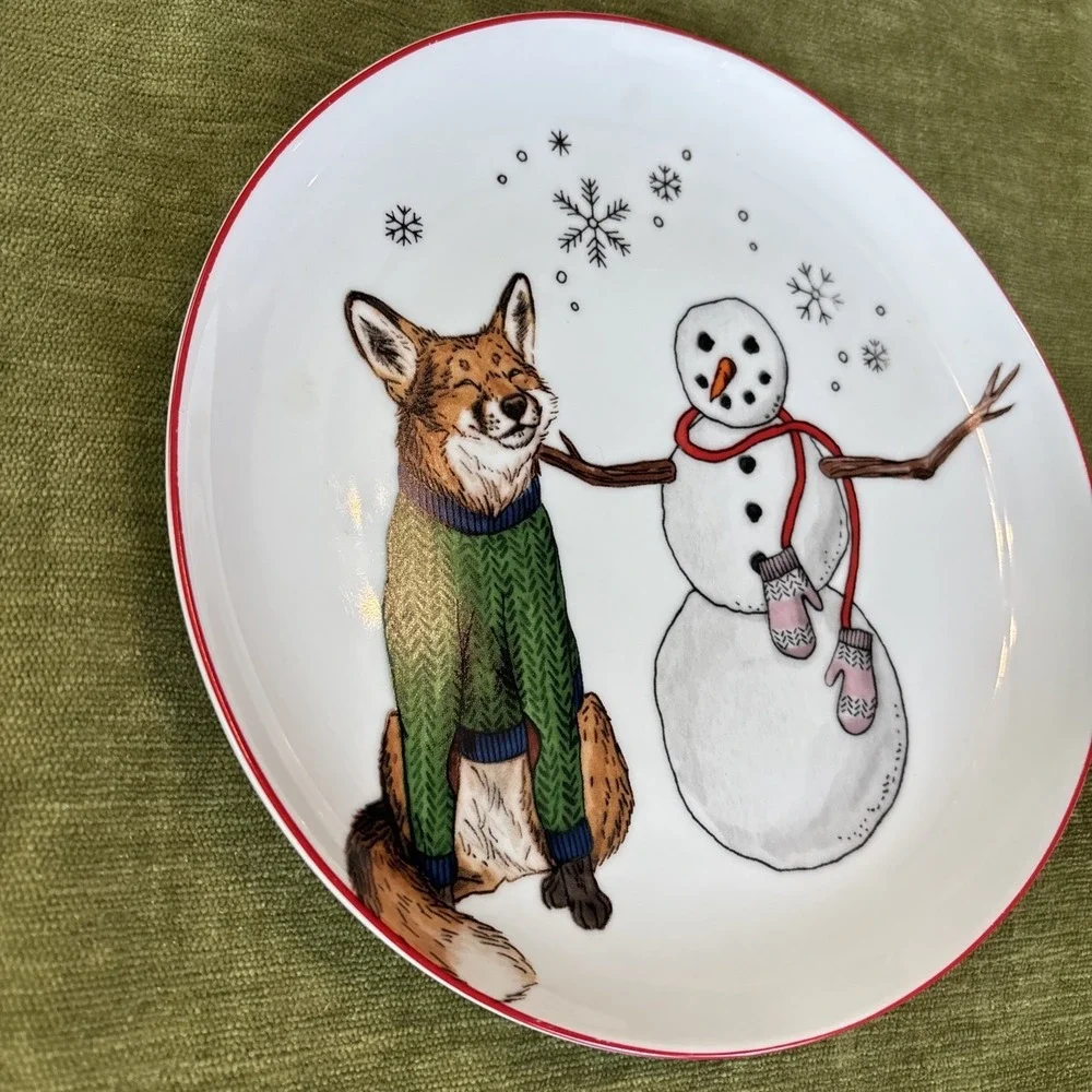 West Elm 2020 Rachel Kozlowski Christmas Dapper Animal Fox Salad Plate So Cute